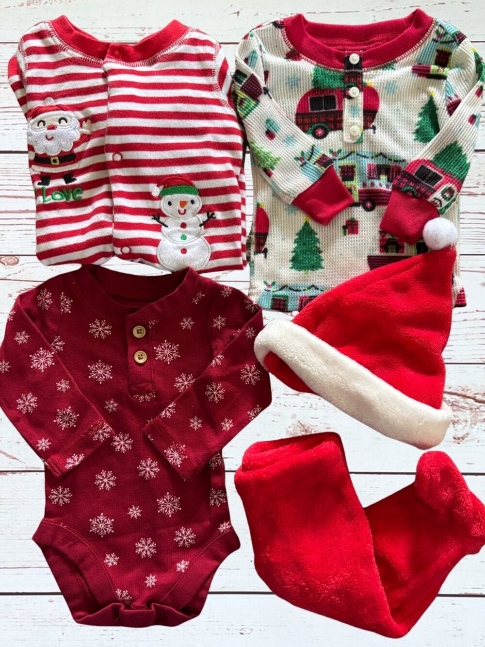 0-3 Month Baby Boy Christmas Pajama Bundle